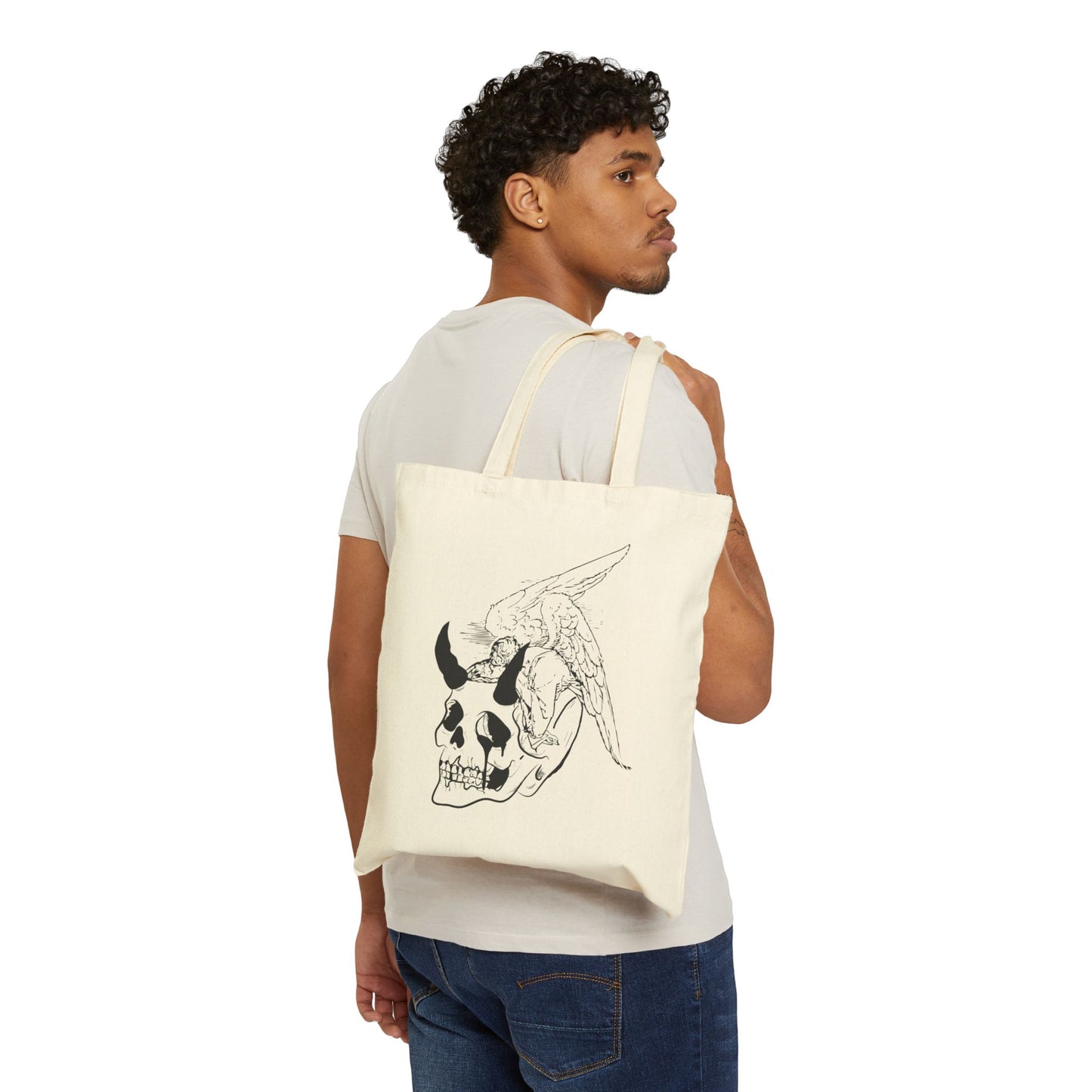 Cotton Canvas Tote Bag 'Crying Angel'